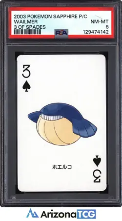 Pokemon 2003 Wailmer 3 Of Spades Pokemon Sapphire Playing Card Japanese PSA 8 - Image 1