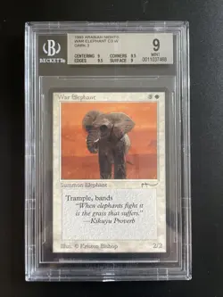 MTG War Elephant (dark) BGS 9Q++ Arabian Nights 1993 Graded NM - Image 1