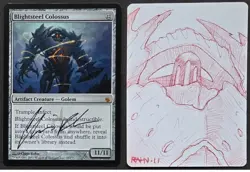 SKETCHED MtG Magic _ Rahn Mirrodin Besieged Artist Proof _ BLIGHTSTEEL COLOSSUS - Image 1