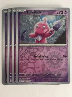 Pokemon TCG Paldea Evolved 4x Playset Reverse Holographic Tinkatink 102/193 NM - Image 1