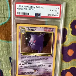 Pokemon TCG 1999 Gengar Fossil Holofoil Card 5/62 PSA 6 - Image 3