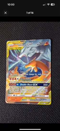 Pokemon TCG Reshiram & Charizard GX 20/214 Tag Team Ultra Rare NM Condition - Image 1