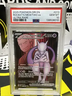 2025 POKEMON DRI EN-DESTINED RIVALS ULTRA RARE TEAM ROCKET'S MEWTWO EX PSA 10 - Image 1