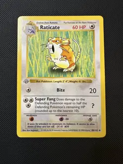 Raticate 1st Edition Base Set Shadowless 40/102 Pokemon - MP 🔥 - Image 1