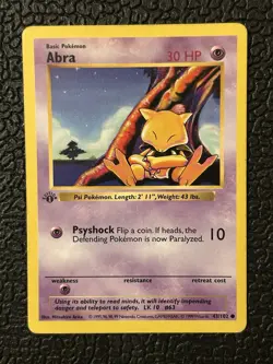 Pokemon TCG Base Set 1st Edition Shadowless Abra #43/102 WOTC VTG 1999 - Image 1