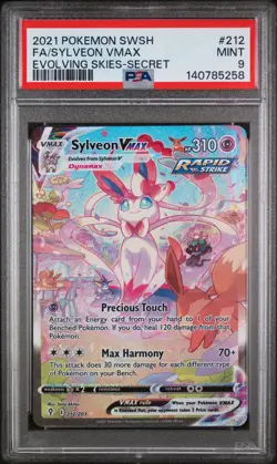 2021 Pokemon SWSH Evolving Skies Sylveon VMAX #212 FA Secret PSA 9 MINT - Image 1