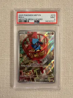 2025 Pokemon Riolu MEP 010 Mega Evolutions Black Star Promo PSA 9 - Image 1
