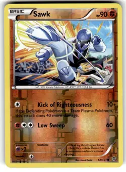 Pokemon 2013 Near Mint NM Sawk 52/101 Plasma Blast REVERSE Holo - Image 1