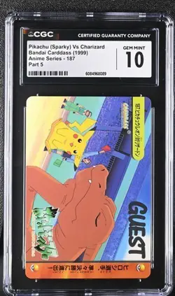Pokemon Bandai Carddass Pikachu Vs Charizard (1999) Anime Series 187 CGC 10 - Image 1