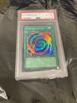 2002 Yu-Gi-Oh! Polymerization Legend of Blue Eyes LOB Unlimited Super Rare PSA 8 - Image 1