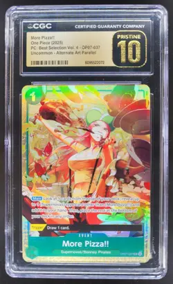 2025 ONE PIECE CCG MORE PIZZA!! ALTERNATE ART OP07-037 CGC 10 PRISTINE B PT - Image 1