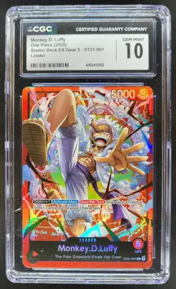 2025 ONE PIECE CCG MONKEY D. LUFFY LEADER ST21-001 CGC 10 B PT - Image 1