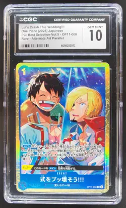 2025 ONE PIECE CCG JAPANESE LET'S CRASH THIS WEDDING!! OP11-060 RARE CGC 10 B PT - Image 1