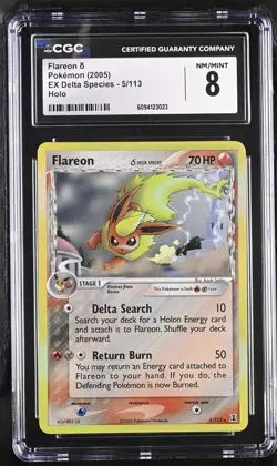 CGC 8 Flareon 2005 EX Delta Species 5/113 Holo Pokemon Card NOT PSA/BGS - Image 1