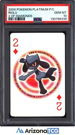 Pokemon 2009 Riolu 2 Of Diamonds Platinum Playing Cards Japanese GEM MINT PSA 10 - Image 1