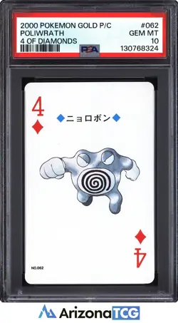 Pokemon 2000 Poliwrath 062 4 Of Diamonds Gold Playing Cards Japanese PSA 10 - Image 1