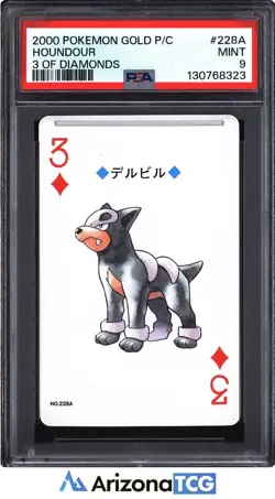 Pokemon Gold 2000 Houndour 228A 3 Of Diamonds Playing Card Japanese PSA 9 - Image 1