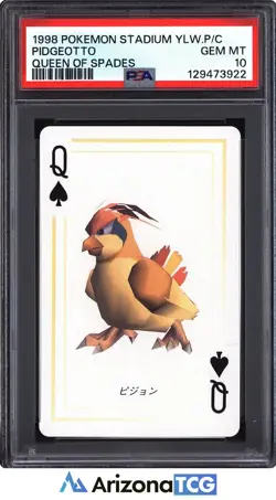 Pokemon Stadium 1998 Pidgeotto Queen of Spades YLW Playing Card Japanese PSA 10 - Image 1