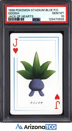 Pokemon Stadium 1998 Oddish Jack Of Hearts Blue Playing Card Japanese PSA 10 - Image 1