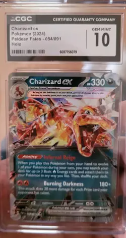 Pokemon TCG Charizard EX Paldean Fates Holo Card 054/091 CGC 10 Gem Mint - Image 1