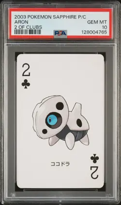 2003 POKEMON SAPPHIRE VERSION PLAYING CARDS 2 OF CLUBS ARON PSA 10 - Image 1