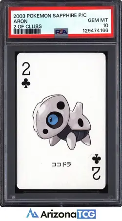 Pokemon 2003 Aron 2 Of Clubs Pokemon Sapphire Playing Card Japanese PSA 10 - Image 1