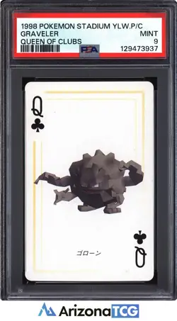 Pokemon Stadium 1998 Graveler Queen Of Clubs YLW Playing Card Japanese PSA 9 - Image 1