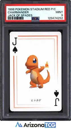 Pokemon Stadium 1998 Charmander Jack Of Spades Red Playing Card Japanese PSA 9 - Image 1