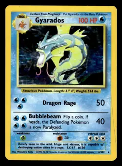 Gyarados 6/102 Holo Rare Base Set Pokemon Card - Image 1
