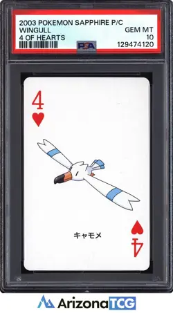 Pokemon 2003 Wingull 4 Of Hearts Pokemon Sapphire Playing Card Japanese PSA 10 - Image 1