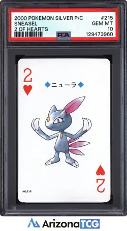 Pokemon 2000 Sneasel 215 2 Of Hearts Pokemon Silver Playing Card Japanese PSA 10 - Image 1
