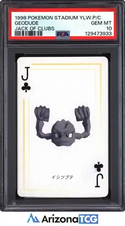 Pokemon Stadium 1998 Geodude Jack Of Clubs Ylw Playing Card Japanese PSA 10 - Image 1