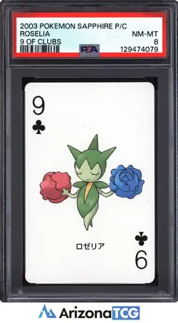 Pokemon 2003 Roselia 9 Of Clubs Pokemon Sapphire Playing Card Japanese PSA 8 - Image 1