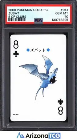 Pokemon 2000 Zubat 041 8 Of Clubs Pokemon Gold Playing Card Japanese PSA 10 - Image 1