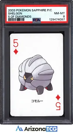 Pokemon 2003 Shelgon 5 Of Diamonds Pokemon Sapphire Playing Card Japanese PSA 8 - Image 1