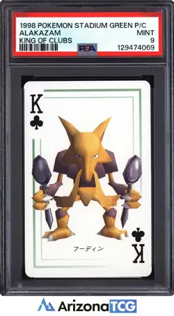 Pokemon Stadium 1998 Alakazam King Of Clubs Green Playing Card Japanese PSA 9 - Image 1