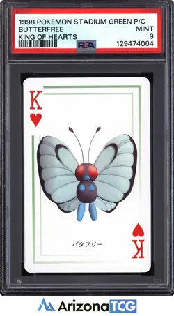 Pokemon Stadium 1998 Butterfree King Of Hearts Green Playing Card Japanese PSA 9 - Image 1