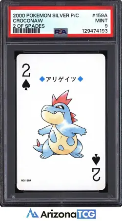 Pokemon 2000 Croconaw 159A 2 Of Spades Pkmn Silver Playing Card Japanese PSA 9 - Image 1