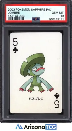 Pokemon 2003 Lombre 5 Of Clubs Pokemon Sapphire Playing Card Japanese PSA 10 - Image 1