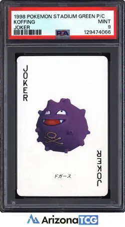 Pokemon 1998 Koffing Joker Pokemon Stadium Green Playing Card Japanese PSA 9 - Image 1