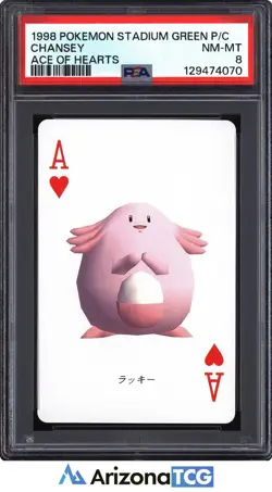 Pokemon Stadium 1998 Chansey Ace Of Hearts Green Playing Card Japanese PSA 8 - Image 1