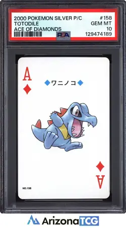 Pokemon Silver 2000 Totodile #158 Ace Diamonds Playing Card Japanese PSA 10 - Image 1