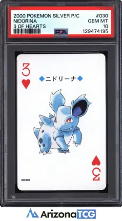 Pokemon Silver 2000 Nidorina 030 3 of Hearts Playing Card Japanese PSA 10 - Image 1