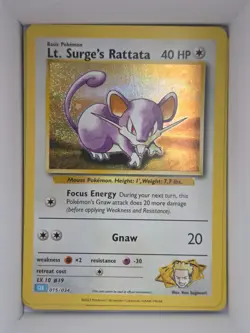 Pokemon TCG Lt. Surge's Rattata 015/034 Trading Card Game Classic (CL) Holo NM - Image 1