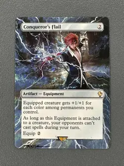 Conqueror's Flail 340 MTG Final Fantasy Commander Hand Painted Altered Art Tentz - Image 1