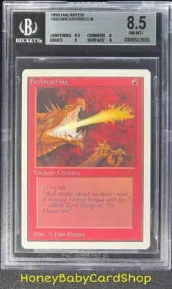 MTG Unlimited Edition 1993 Firebreathing BGS 8.5 NM/MT+ Old School 93/94 - Image 1