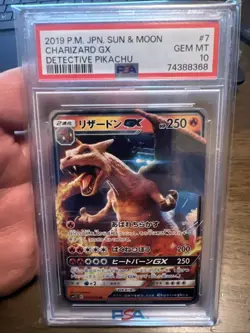 2019 POKEMON JPN SUN & MOON DETECTIVE PIKACHU #7 CHARIZARD GX PSA 10 - Image 1