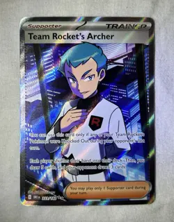 Team Rocket’s Archer 223/182 Ultra Rare Pokemon TCG Sv Destined Rivals NEAR MINT - Image 1