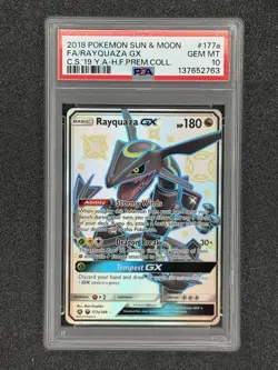 2018 Pokemon Sun & Moon FA/ Rayquaza GX Premium Collection #177A GEM MT PSA 10 - Image 1