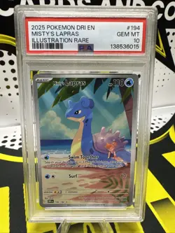 2025 POKEMON DRI EN-DESTINED RIVALS ILLUSTRATION RARE MISTY'S LAPRAS PSA 10 - Image 1